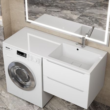 Раковина из искусственного камня Uperwood Cosmos 291020412 120х50 над стиральной машиной цвет белый