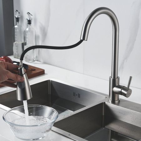 Смеситель для кухни Raffine F213L на мойку сатин