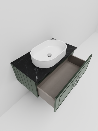 Тумба со столешницей La Fenice CUBO NFNC-01-CUB-G-80-3-GB 80х36х49 подвесная цвет серый/зелёный - фото 4