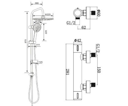 Душевая стойка Agger Thermo A2492200 настенная цвет хром Душевая стойка Agger Thermo A2492200 настенная цвет хром