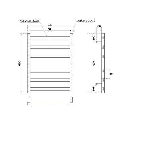 Полотенцесушитель Point Меркурий PN83156BE электрический черный - фото 2