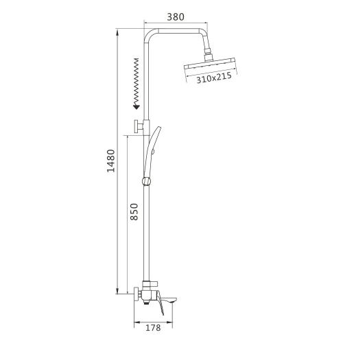 Душевая стойка Shevanik S9136H настенная цвет черный - фото 3