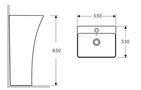 Раковина из санфаянса CeramaLux G515 33х33 напольная цвет белый 1 отверстие под смеситель