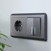 Выключатель двухклавишный Werkel Графит рифленый 4690389158476