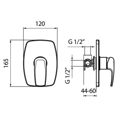 Смеситель для ванны и душа Webert Kimono KI880101015 встраиваемый в стену хром - фото 3