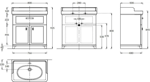 Тумба под раковину Kerama Marazzi POMPEI PO.N.80.1\WHT 76х48х84 напольная - фото 2