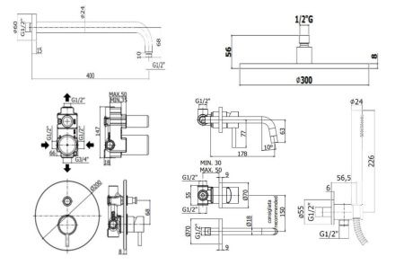 Душевая система Paffoni Light KITLIG015HGSP006KING встраиваемая в стену