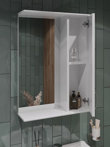 Зеркало-шкаф Orange Лайт LA-50ZSW 50х16х71 подвесной цвет белый - фото 3