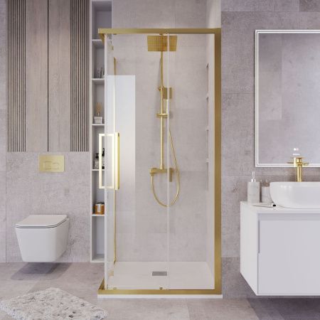 Душевой уголок Grossman Cosmo 300.K33.02.1010.32.00 100х100 стекло прозрачное профиль золото без поддона