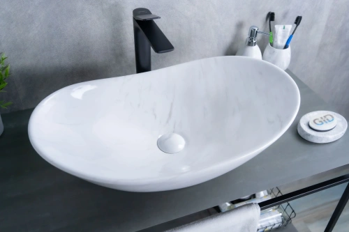 Раковина керамическая Gid Lago 54468 61х37 накладная цвет многоцветный без отверстий под смеситель - фото 4