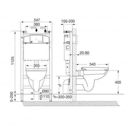 Комплект унитаз с инталляцией и клавишей смыва Roca Debba 7893104970