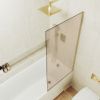 Душевая шторка на ванну Maybah Glass MGV-73-3у 50х140 стекло тонированное профиль золото ориентация универсальная