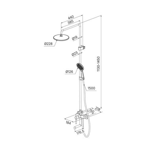 Душевая стойка IDDIS Aiger AIGBL3Fi06 настенная цвет черный матовый - фото 2