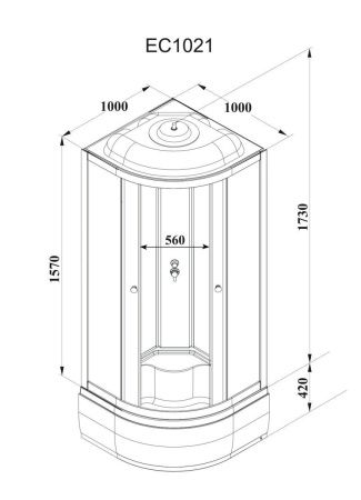 Душевая кабина Parly Classic EC1021 100х100 четверть круга с крышей ориентация универсальная
