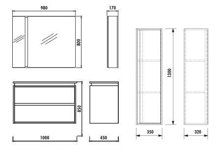 Тумба с раковиной Creavit Verti NE0100.42.VV 100х20
