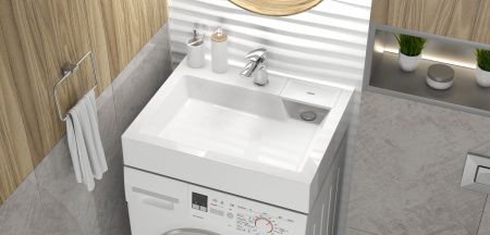 Раковина из искусственного камня Uperwood Vission 45483000000 60х50 над стиральной машиной цвет белый