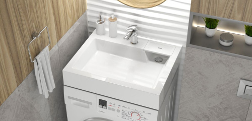 Раковина Uperwood Vission 60 см 45483000000 над стиральной машиной цвет белый - фото 3