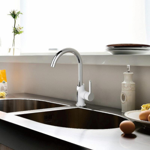 Cмеситель Haiba HB70805-8 на мойку белый/хром - фото 2