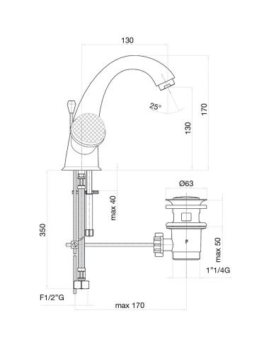 Смеситель Fiore 17OO0623 на раковину золото - фото 3
