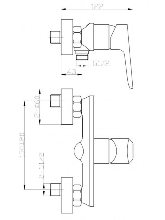 Смеситель для ванны WeltWasser 10000001997 настенный хром