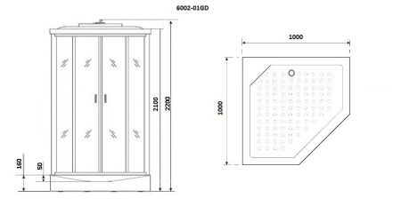 Душевая кабина Niagara Premium 60020114GD 100х100 пятиугольная с крышей ориентация универсальная