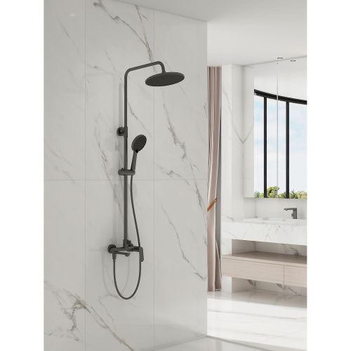 Душевая стойка Splenka S41.24.09 настенная цвет графит - фото 4