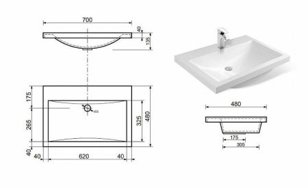 Тумба с раковиной Эстет Monaсo 70 ФР-00002265 70х50 напольная цвет белый