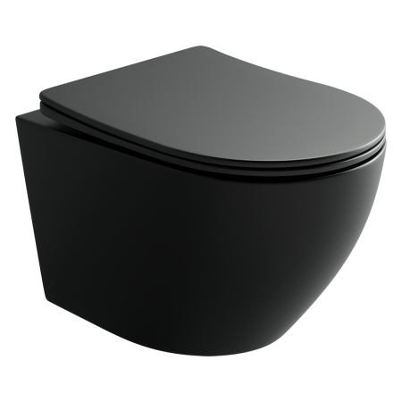 Унитаз подвесной Ceramica Nova UNO CN11001MB черный матовый с сиденьем микролифт безободковый душевой смыв Унитаз подвесной Ceramica Nova UNO CN11001MB черный матовый с сиденьем микролифт безободковый душевой смыв