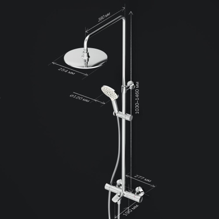 Душевая стойка Am.Pm Like F0780564 настенная цвет хром с термостатом