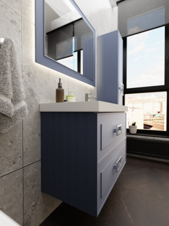 Тумба с раковиной La Fenice Cubo TWIN NFNC-01-CUB-BG-90-2-3-90-2R 100х50 подвесная цвет синий