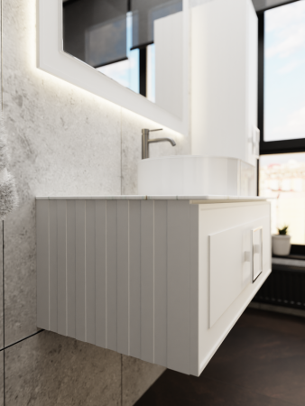 Тумба со столешницей La Fenice CUBO NFNC-01-CUB-B-100-1-GG 100х50 подвесная цвет белый