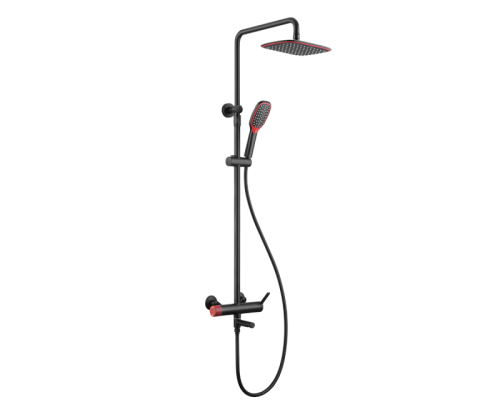 Душевая стойка Bronze de Luxe 2039RH настенная цвет черный/красный - фото 2