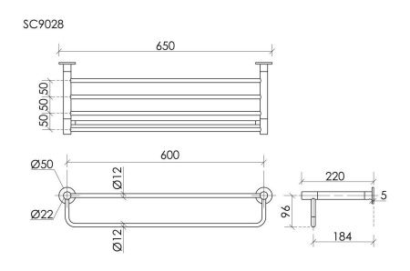 Полка в ванную комнату Sancos Base SC9028MB