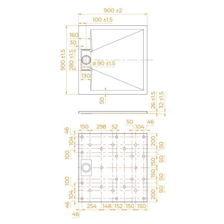Душевой поддон из стеклопластика RGW SMC 55370199-01 90х90 белый
