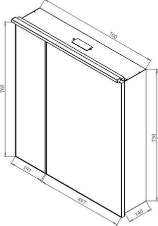 Зеркало-шкаф De Aqua Алюминиум 00261765 70х80 подвесной