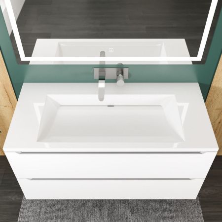 Раковина из искусственного камня Uperwood Infinity RInfinity100wg0 100х50 полувстраиваемая цвет белый