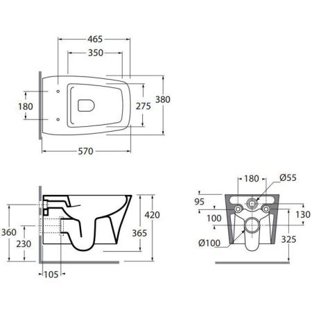 Чаша унитаза подвесная Azzurra Hera HEVKSPE00000BI цвет белый без сиденья безободковая душевой смыв