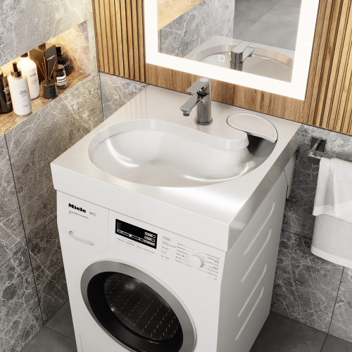 Раковина Uperwood Comforty 60 см 291021038 над стиральной машиной цвет белый - фото 3