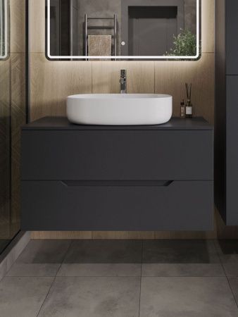 Тумба с раковиной Orange Line Li-100TugMDF+B04-600W 100х50 цвет серый