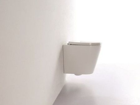 Унитаз подвесной CeramaLux 5178 белый с сиденьем микролифт безободковый каскадный смыв