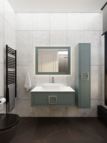 Тумба со столешницей La Fenice CUBO NFNC-01-CUB-G-100-3-GG 100х36х49 подвесная цвет серый/зелёный - фото 5