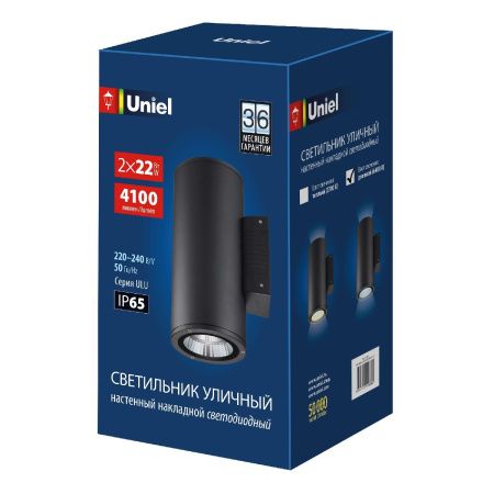 Уличный настенный светильник Uniel ULU-S22D-2x22W/6400K IP65 BLACK
