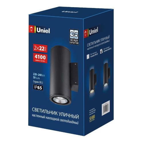 Уличный настенный светильник Uniel ULU-S22D-2x22W/6400K IP65 BLACK - фото 2
