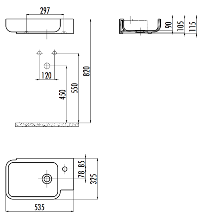 Раковина из сантехнического фарфора Creavit Elmas TP027-00CB00E-0000 50х30 накладная цвет белый 1 отверстие под смеситель