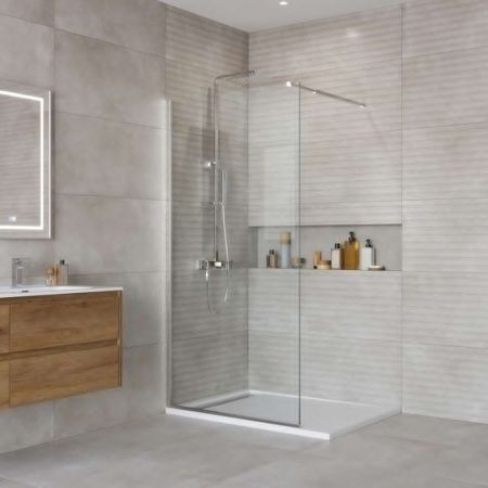 Душевая перегородка BelBagno KRAFT KRAFT-L-1-100-C-Cr 100х195 стекло прозрачное профиль хром