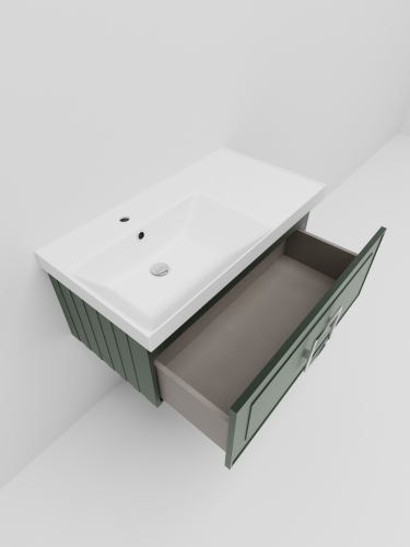 Тумба с раковиной La Fenice CUBO NFNC-01-CUB-G-90-1-90L 91х36х49 подвесная цвет серо-зеленый - фото 5