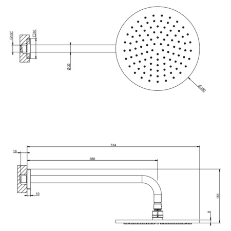 Верхний душ Gessi Rilievo 59148#031 25х25 хром