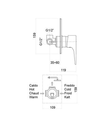 Смеситель для ванны и душа Fiore 73CR7315 встраиваемый в стену хром с термостатом