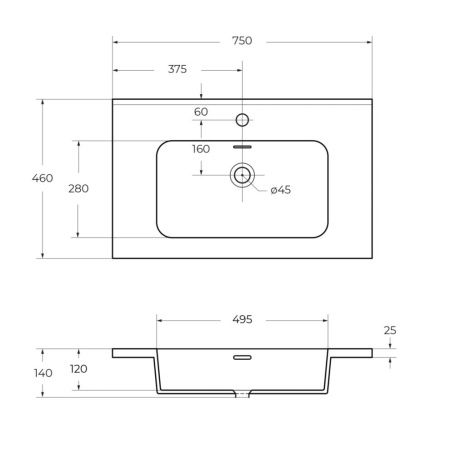 Раковина из искусственного камня Cezares 50169 70х50 подвесная цвет белый 1 отверстие под смеситель