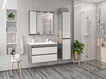 Зеркало-шкаф Brevita Balaton BAL-04090-01-01Л 90х80 подвесной цвет белый/серый